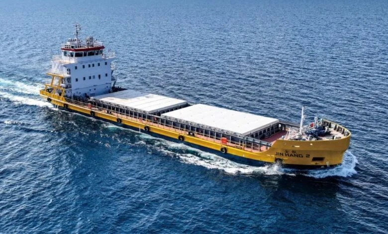 Clear photograph of the bulk carrier vessel JIN HANG 2 sailing on water, directly relevant to the article discussing bulker orders and vessel deployment.